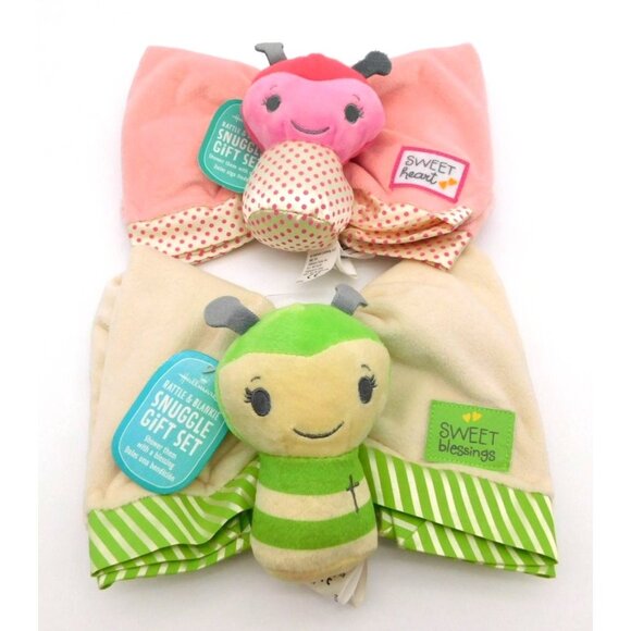 2 NWT Butterfly Lovey Rattle and Blankie Snuggle Sets NEW Hallmark Christian